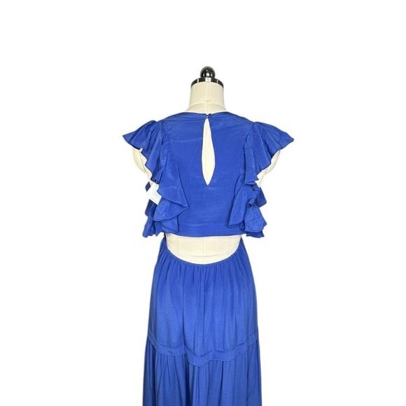 Joie Polly Blue Silk Flutter Sleeve Smocked Maxi Dress | Size M - Picture 11 of 13